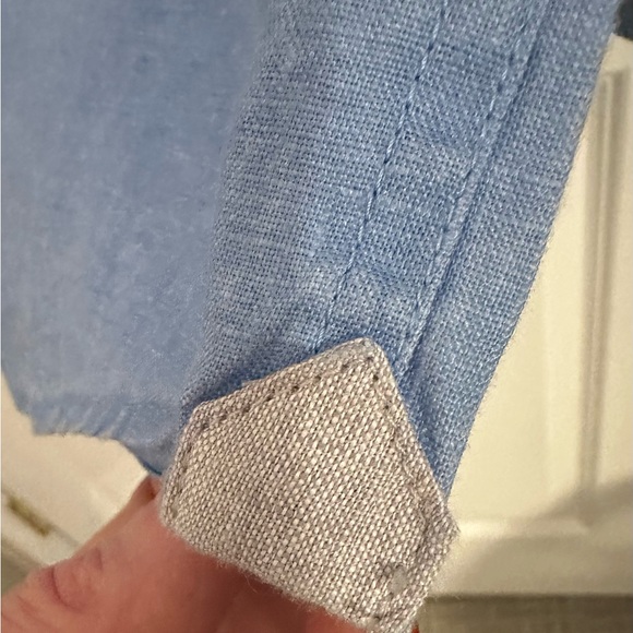 NWT Saks Fifth Avenue Light Blue Linen Button Down Shirt Size XL - Picture 9 of 10